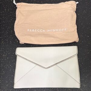 Rebecca Minkoff White Envelope Clutch with Silver Trim